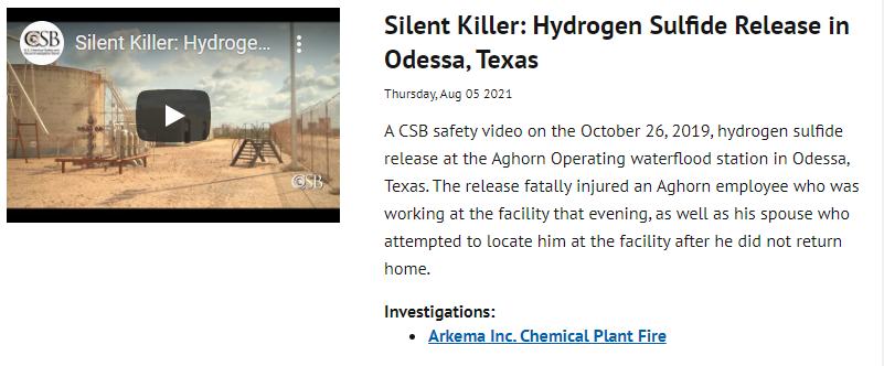 Hydrogen Sulfide Safety CSB